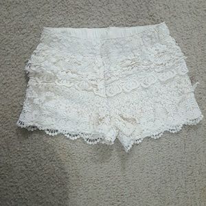 Ivory lace shorts